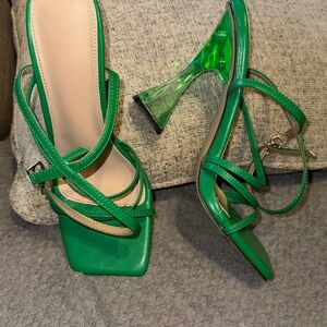Green Strappy Women's Heels